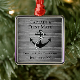 Kapitän First Mate Nautical Wedding Anchor Ornament Aus Metall