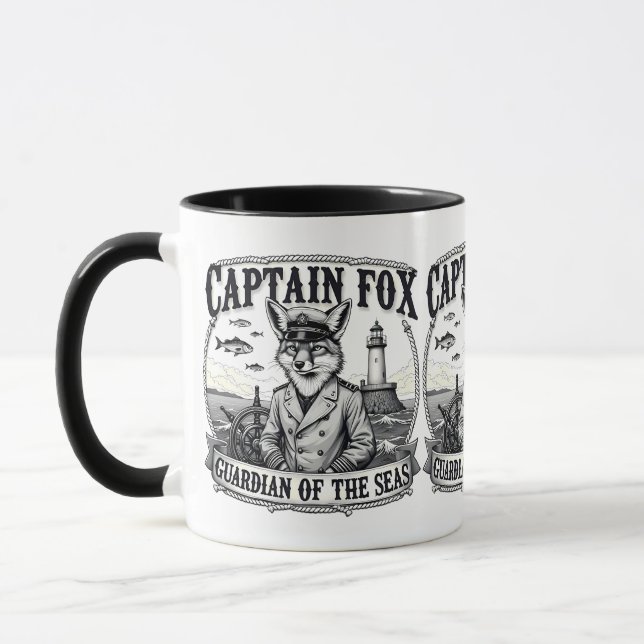 Kapitän Fuchs Hüter der Meere Nautisches Design Tasse (Links)