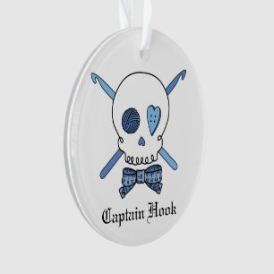 Kapitän Hook - Häkelarbeit-Schädel (blau) Ornament