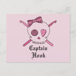 Kapitän Hook Skull & Crochet Hooks (Pink Back) Postkarte