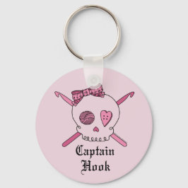 Kapitän Hook Skull & Crochet Hooks (Pink Back) Schlüsselanhänger
