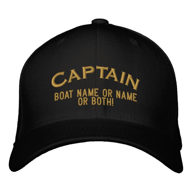 Kapitän Ihr Boot Name Ihr Name oder beide! Bestickte Kappe (Vorderseite)