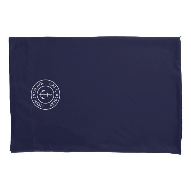 Kapitän Ihr Name Navy Anchor Logo Pillow Case Kissenbezug (Vorderseite)