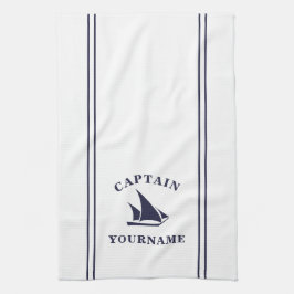 Kapitän Ihr Name Sailboat Küchentuch