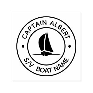 Kapitän Ihr Name Sailboat Self Inking Briefmarke Permastempel