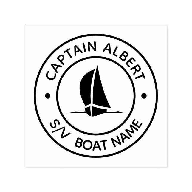 Kapitän Ihr Name Sailboat Self Inking Briefmarke Permastempel (Design)