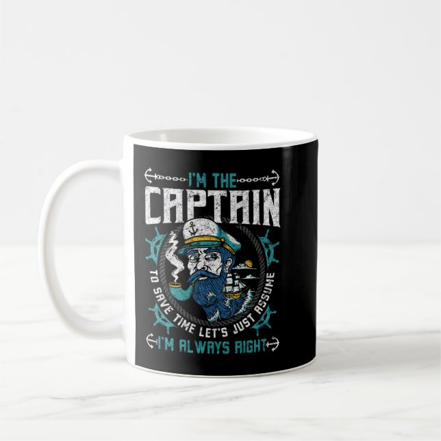 Kapitän immer direkt Pontoon Boot und Boot Geschen Kaffeetasse (Links)