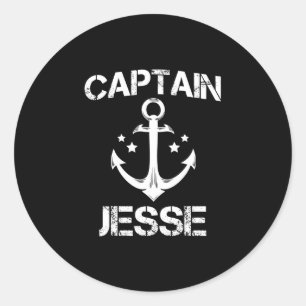 Kapitän Jesse lustiger Geburtstagsname Boot Gesche Runder Aufkleber