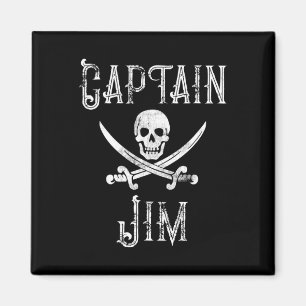 Kapitän Jim Vintage personalisierter Piratenschäde Magnet
