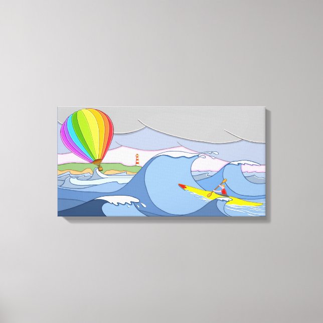 Kapitän Kayak und der Ballon Leinwanddruck (Vorderseite)