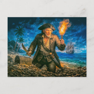 Kapitän Kidd Legendäre Piratenporträt Postkarte