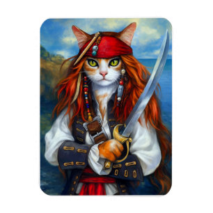 Kapitän Klaue der Azurblauen See   Piratenkatze Magnet