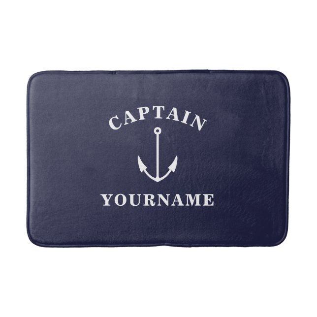 Kapitän mit dem Namen Nautical Anchor Bath Mat Badematte (Vorderseite)