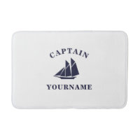 Kapitän mit Ihrem Namen Sailboat Nautical Bath Mat