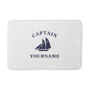 Kapitän mit Ihrem Namen Sailboat Nautical Bath Mat Badematte