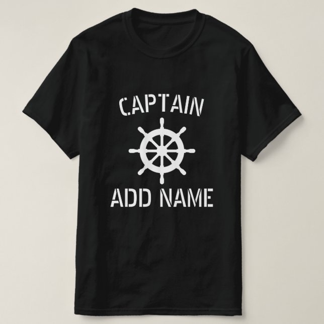 Kapitän mit schwarzem Schiff auf Shirt mit Logo fü (Design vorne)