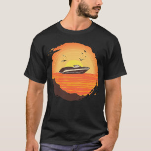 Kapitän Motorboot Vintage Retro Sonnenuntergang Sk T-Shirt
