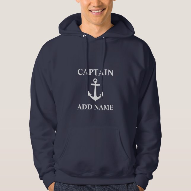 Kapitän Name hinzufügen oder Name des Bootes Navy  Hoodie (Vorderseite)