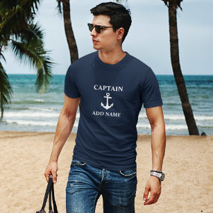 Kapitän Name hinzufügen oder Name des Bootes Navy  T-Shirt