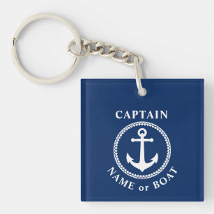 Kapitän Name oder Boot Sea Anchor Foto Back Navy Schlüsselanhänger