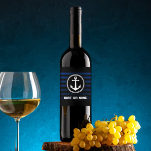 Kapitän Name und Schiff gestreift Weinetikett