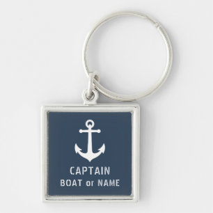 Kapitän oder Bootsname Nautical Vintage Anker Blau Schlüsselanhänger