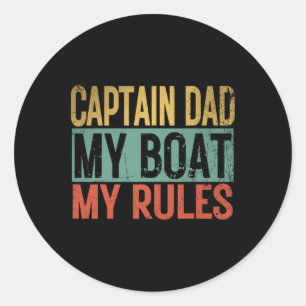 Kapitän Papa Mein Boot Meine Regeln Lustig Retro Y Runder Aufkleber