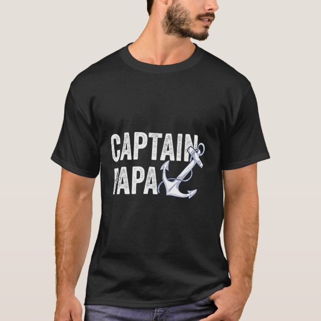 Kapitän Papa Pontoon Seesailor Fischerboot T-Shirt (Vorderseite)