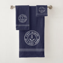 Kapitän Personalisiert Anchor Logo Navy Handtuch S