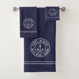 Kapitän Personalisiert Anchor Logo Navy Handtuch S Badhandtuch Set