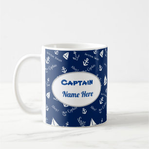 Kapitän Personalisierte Umarmung mit Segelsymbolen Kaffeetasse