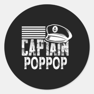 Kapitän Poppop - Segelkapitän Hut Bootbesitzer Bo Runder Aufkleber