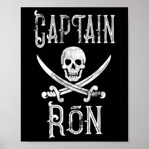 Kapitän Ron Vintage personalisierte Piratenbootfah Poster