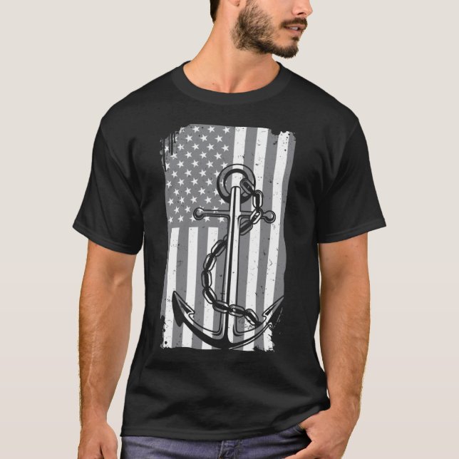 Kapitän Sailing America Flag Maritime USA H T-Shirt (Vorderseite)