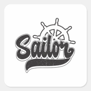 Kapitän Sailor Segelschiff Meer Segeln Funny Gesch Quadratischer Aufkleber