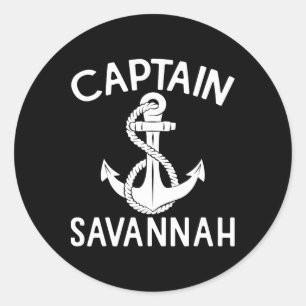 Kapitän Savannah Yacht Segelschiff Anker Boot Runder Aufkleber