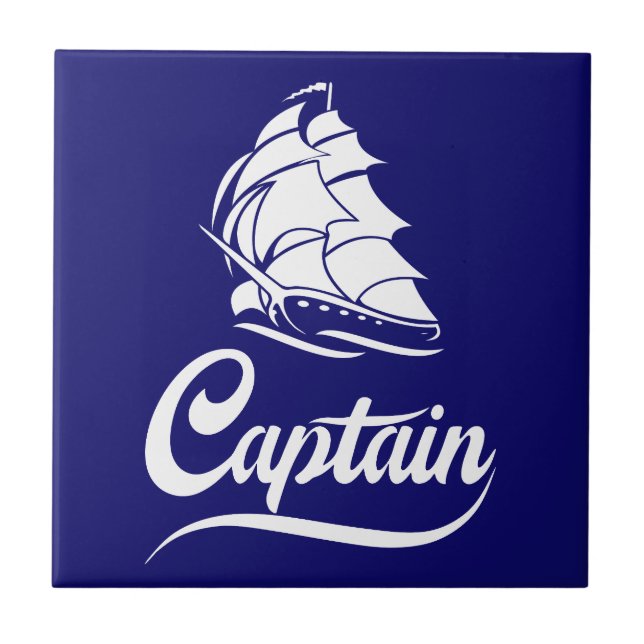 Kapitän Segelboot Anker Nautisches Design Fliese (Vorderseite)