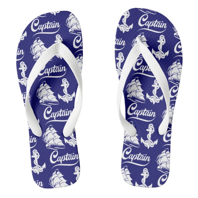 Kapitän Segelboot Anker Nautisches Design Flip Flops (Fußbett)