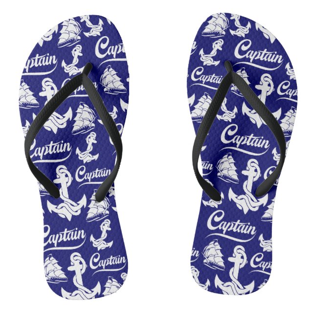 Kapitän Segelboot Anker Nautisches Design Flip Flops (Fußbett)