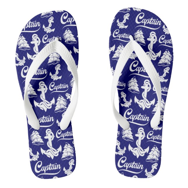 Kapitän Segelboot Anker Nautisches Design Flip Flops (Fußbett)
