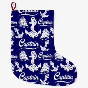 Kapitän Segelboot Anker Nautisches Design Großer Weihnachtsstrumpf