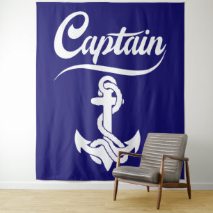 Kapitän Segelboot Anker Nautisches Design Wandteppich