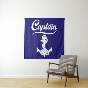 Kapitän Segelboot Anker Nautisches Design Wandteppich