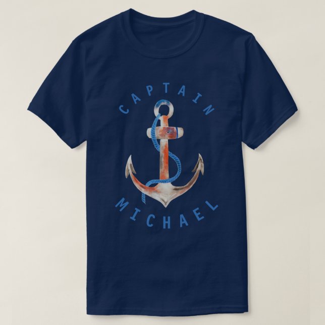 Kapitän Shirt Watercolor Anchor Personalized (Design vorne)