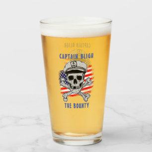 Kapitän, Skull & Bones, US-Flagge, Segler Glas