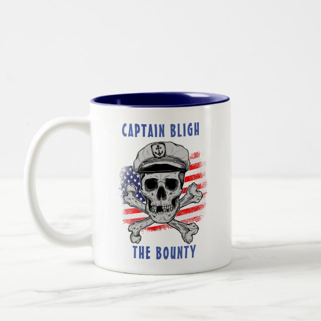 Kapitän, Skull & Bones, US-Flagge, Segler Zweifarbige Tasse (Links)