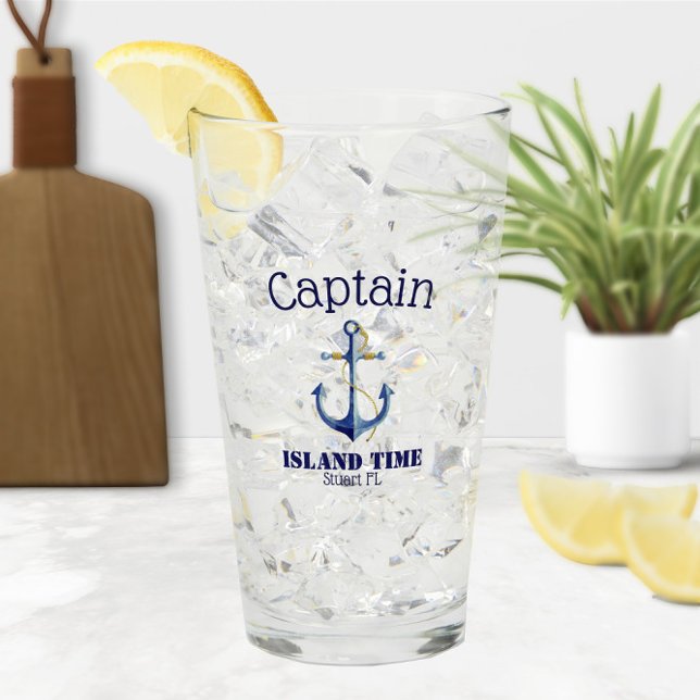 ⚓ Kapitän und Schiffsname Authentischer nautischer Glas (⚓Captain and Boat Name Authentic Nautical Glass)