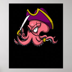 Kapitän von Funny Octopus Pirate Ocean Sailor Poster