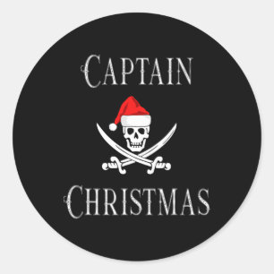 Kapitän Weihnachten Feiertag Piratenschädel Santa Runder Aufkleber