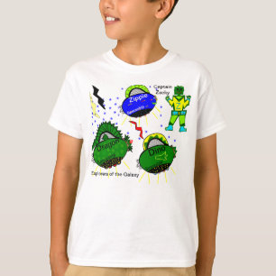 Kapitän Zacky Blue Fish Dragon Dino Raumschiffe T-Shirt